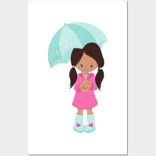 Latina Girl, Girl In Raincoat, Girl With Umbrella Posters and Art